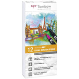 Tombow • penselpen abt dual brush pen sæt primærfarver 12stk