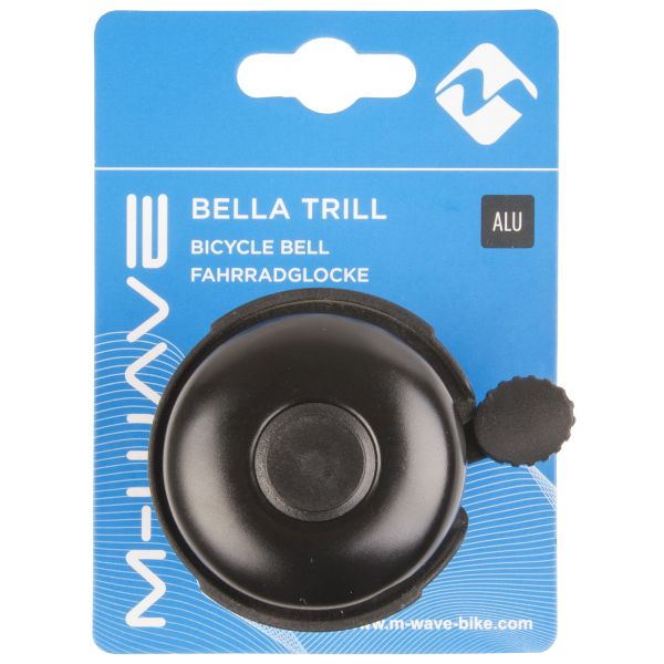 Messinglås m-wave cykelklokke bella trill alu sort