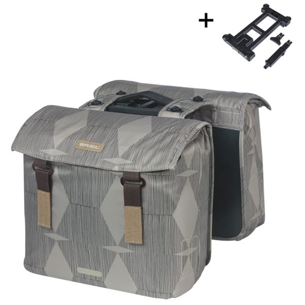Basil dobbelt cykeltaske elegance mik 40 - 49 liter - chateau taupe