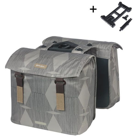 Basil dobbelt cykeltaske elegance mik 40 - 49 liter - chateau taupe