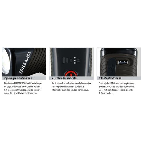 Sigma forlygter Buster 800 LED skrueholder -li -ion batteri USB
