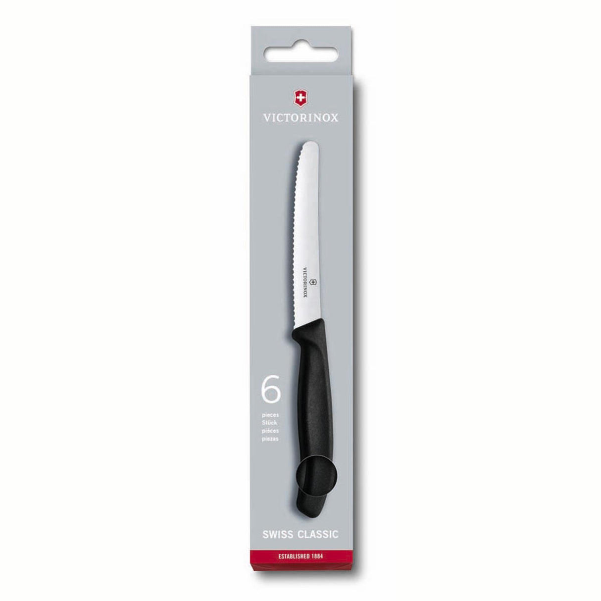 Victorinox bordtomatknive takket sort bladkasse med 6 stk