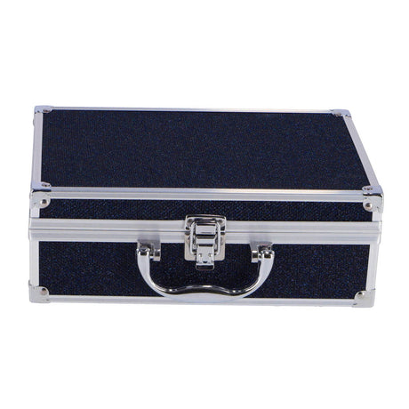 Casuelle make-up etui i aluminium mørkeblå glitter