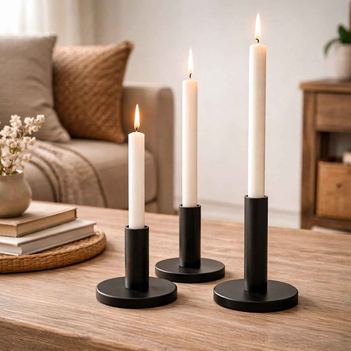 Boltze home lysestagesæt malko 3-delt metal rund ã˜9xh16cm sort