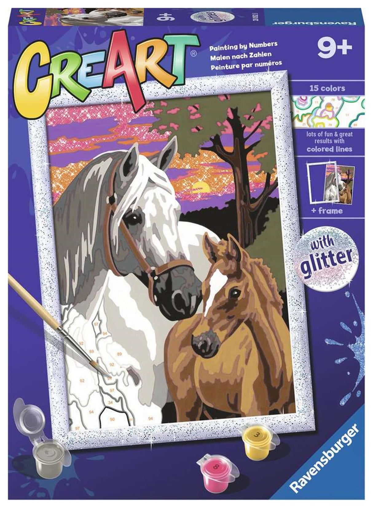 Ravensburger creart sunset horses - maling efter tal for børn