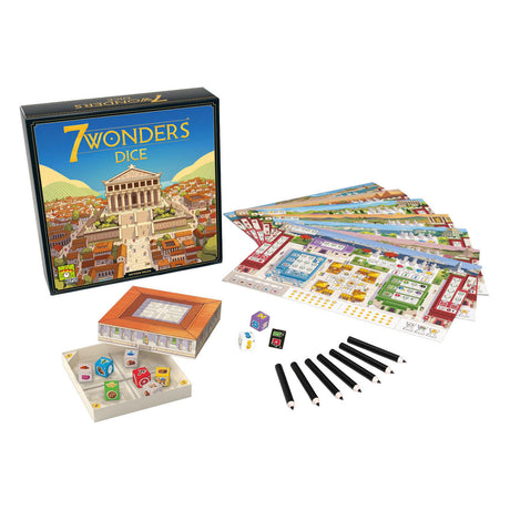Repos produktion asmodee terningespil 7 vidundere terninger strategisk brætspil 2-7 spillere.