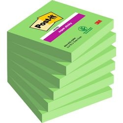 Selvklæbende sedler post-it 6 x 90 ark 76 x 76 mm blank grøn