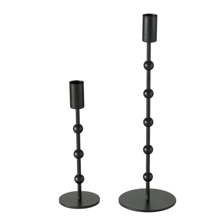 Boltze home lysestage metal sort 2 stk. h20-30 cm