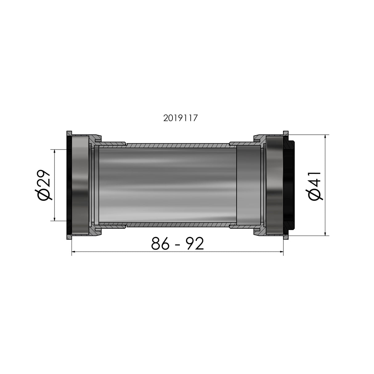 Ploadet Elvedes til SRAM Dub Press Fitt B86 92 Ø41MM