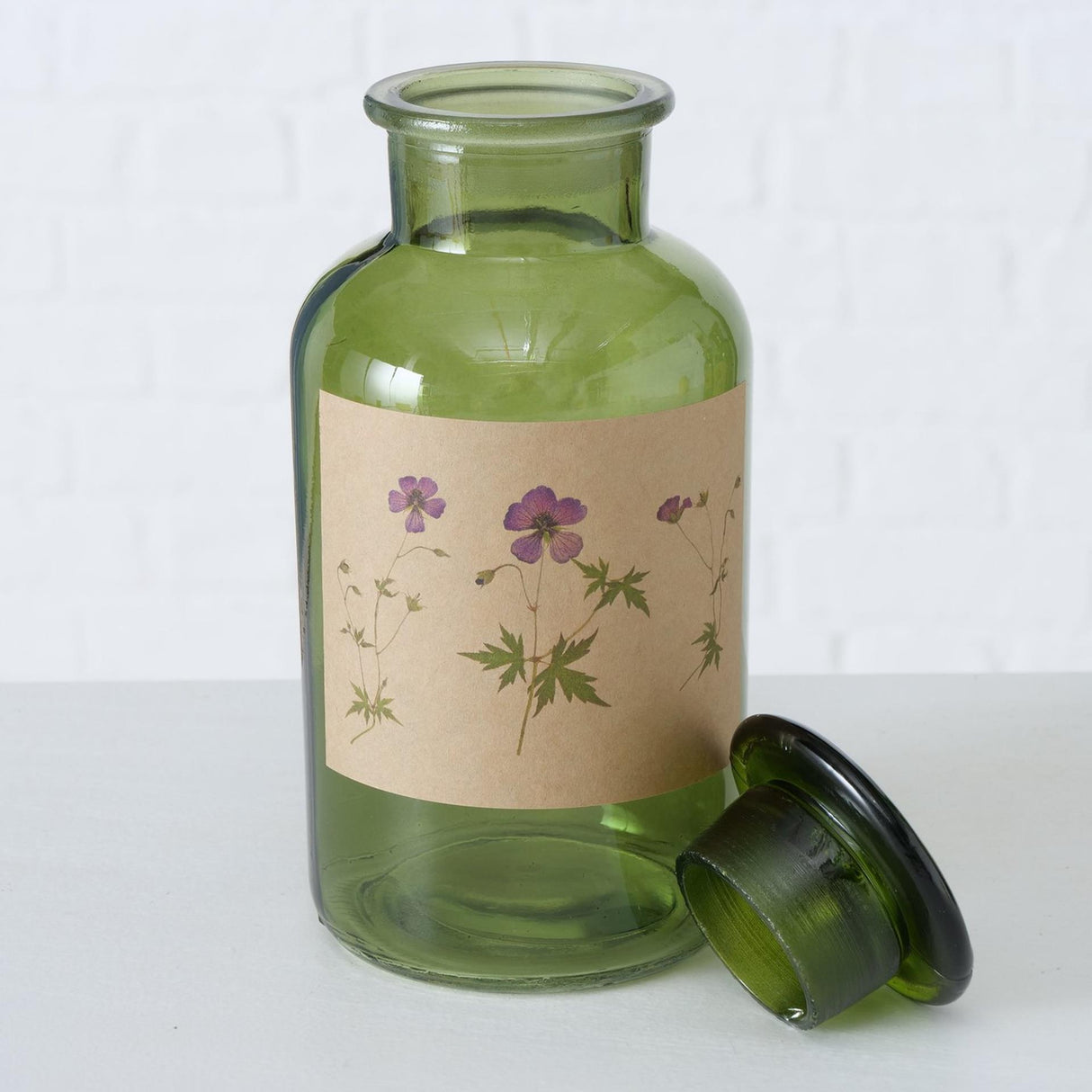 Boltze hjemmeapotek flaske glas drya ã˜10xh22cm grøn