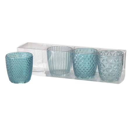 Boltze home windlicht marilu 4-delige set ã˜7xh7cm blauw
