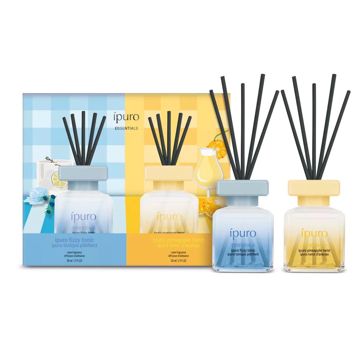 Ipuro duft diffuser sæt ananas twist fizzy tonic 2x50ml