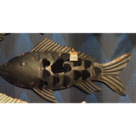 Hbx naturlig levevæg deco fisk atlantic 71x5xh34cm blå