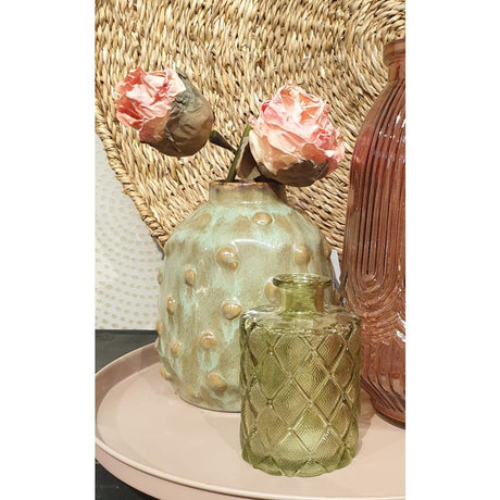 Hbx naturlig levende vase glas vinty ø9xh15cm grøn