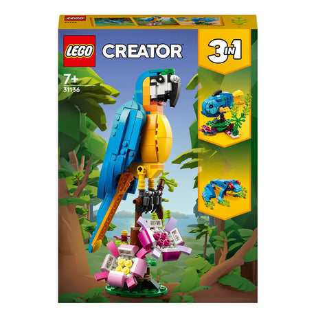 Lego creator 3i1 eksotisk papegøje - frø - fiskedyr legetøjssæt til børn - 31136