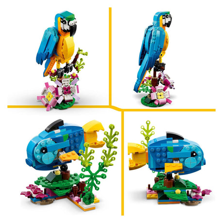 Lego creator 3i1 eksotisk papegøje - frø - fiskedyr legetøjssæt til børn - 31136