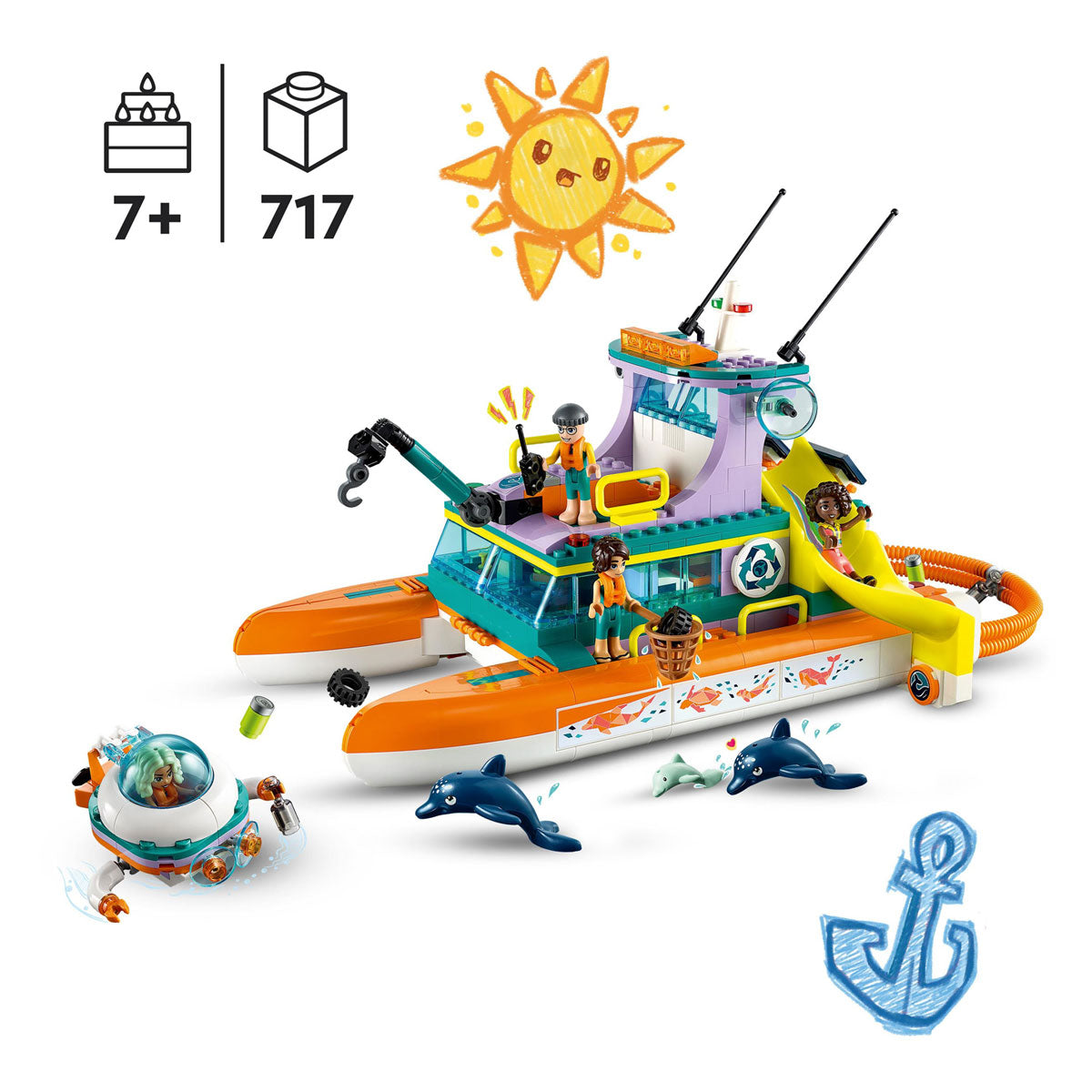 Lego friends - konstruktionslegetøj til søredningsbåd (41734)