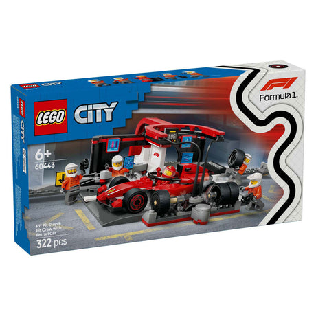 Lego city f1 pitstop og pitbesætning med ferraribil - 60443