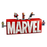 Lego superhelte 76313 marvel logo og minifigurer