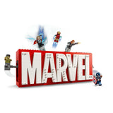 Lego superhelte 76313 marvel logo og minifigurer