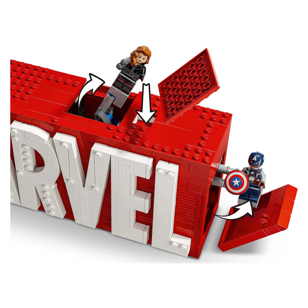 Lego superhelte 76313 marvel logo og minifigurer