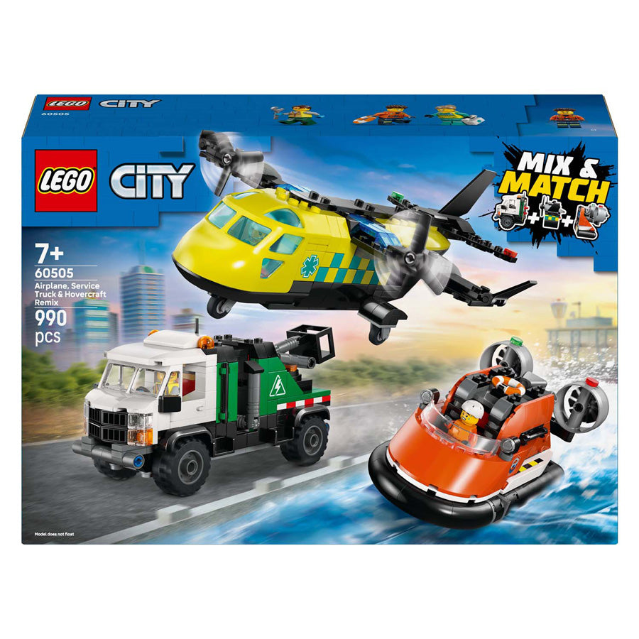 Lego city store køretøjer 60505 fly, servicekøretøj og hovercraft remix