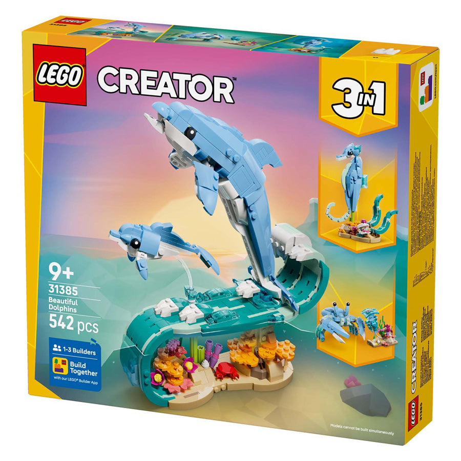 Lego ® creator 3i1 havdyr: smukke delfiner - genopbygget til en søhest eller krabbe - 31385