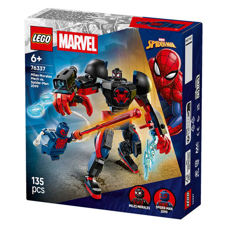 Lego marvel superhelte - miles morales mecha vs. spider-man 2099 byggelegetøj (76337)