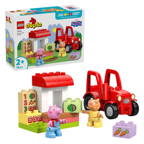 Lego Duplo Peppa Pig Traktor og Market Stall Dyrelegetøj til småbørn - 10468