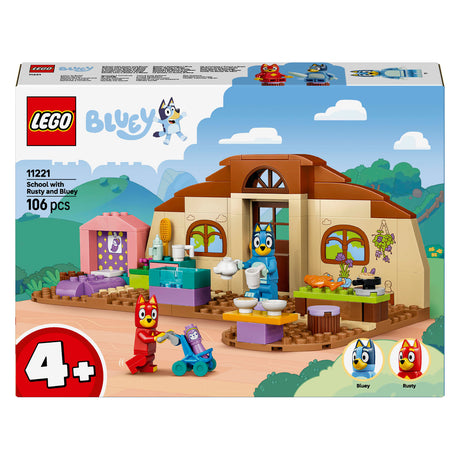 Lego blå skole med rustent og blåt legetøj til småbørn og førskolebørn 11221
