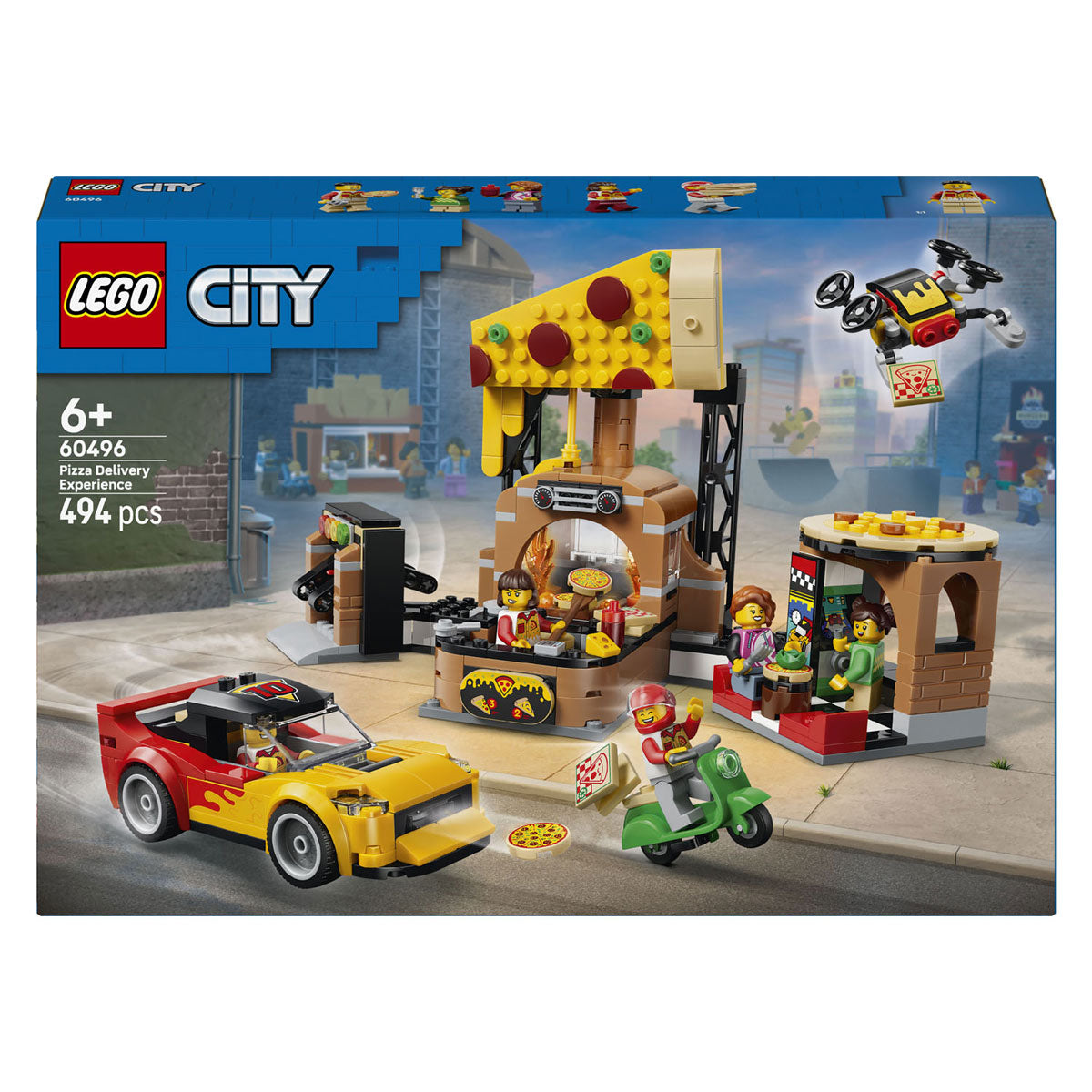 Lego city pizzacenter med køretøjer pizzalegetøj til børn 60496