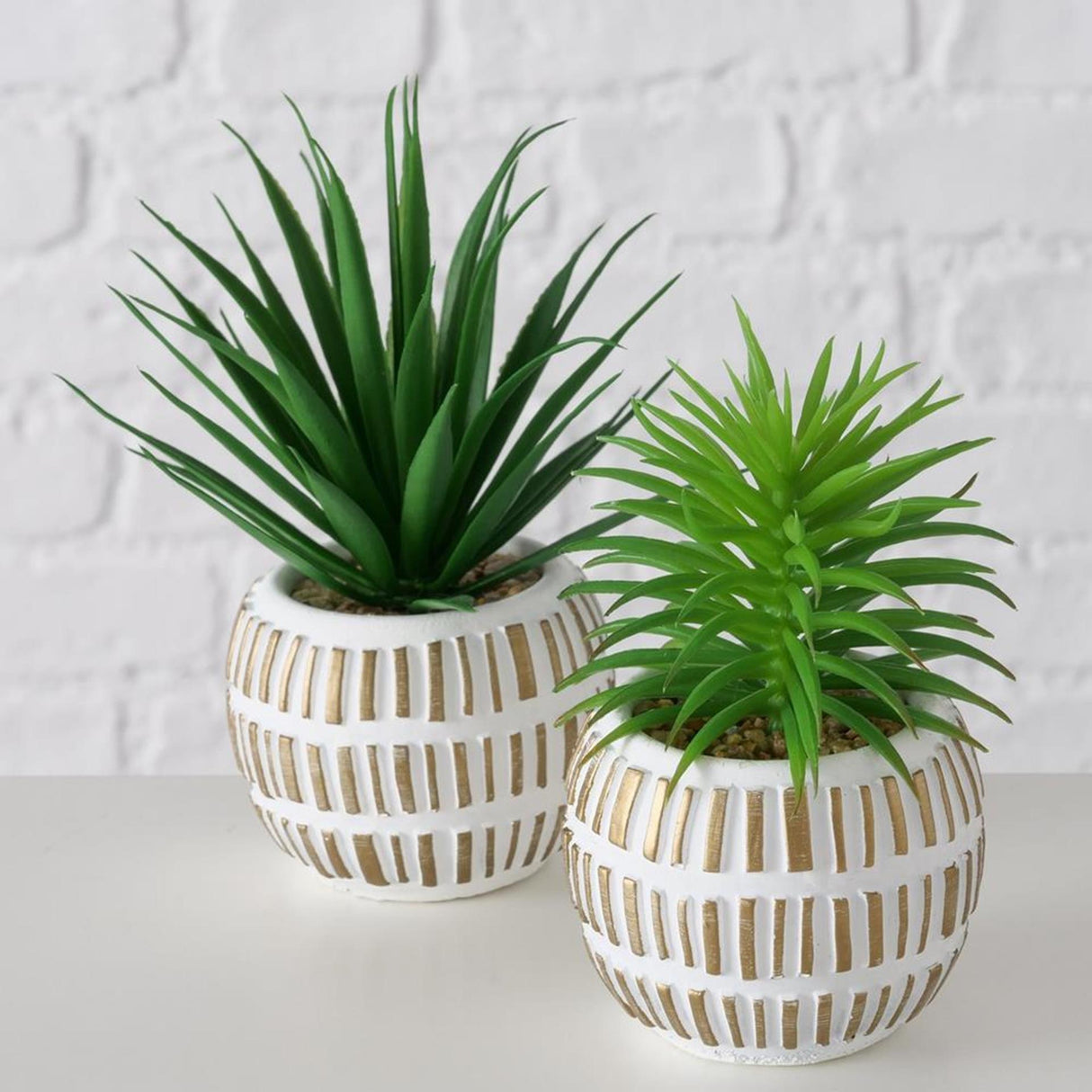 Boltze home kunstig plante sukkulent plante plast 9x9x13,3cm 2 assorteret