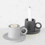 Boltze home lysestage bryona sconce h7cm lavet af sten hvid grå til te eller middagslys