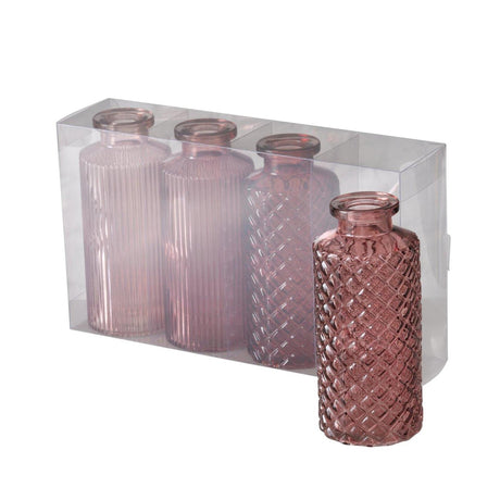 Boltze home vase pink 4-delt sæt ø6cm