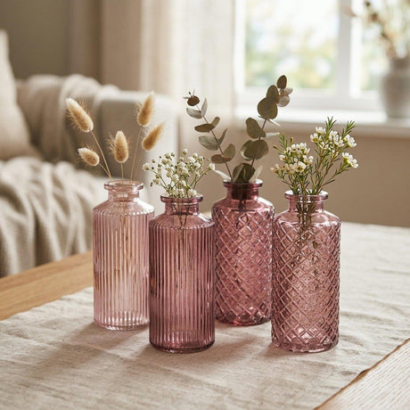 Boltze home vase pink 4-delt sæt ø6cm