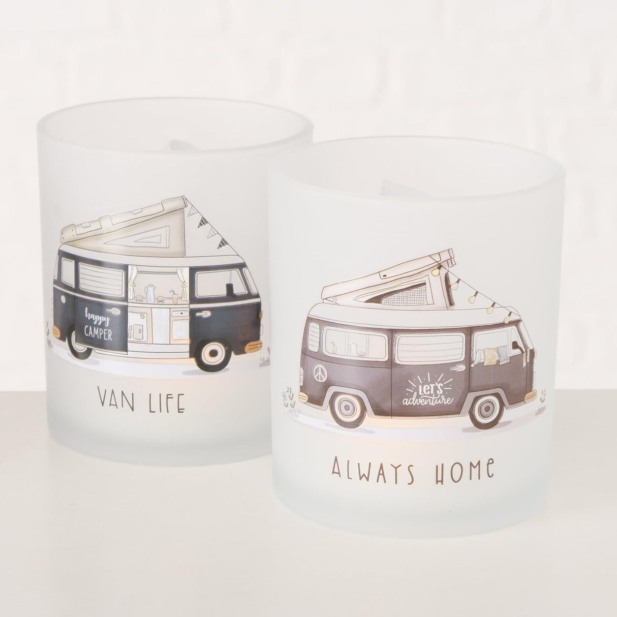 Boltze home fyrfadsstage glas 2-delt autocamper