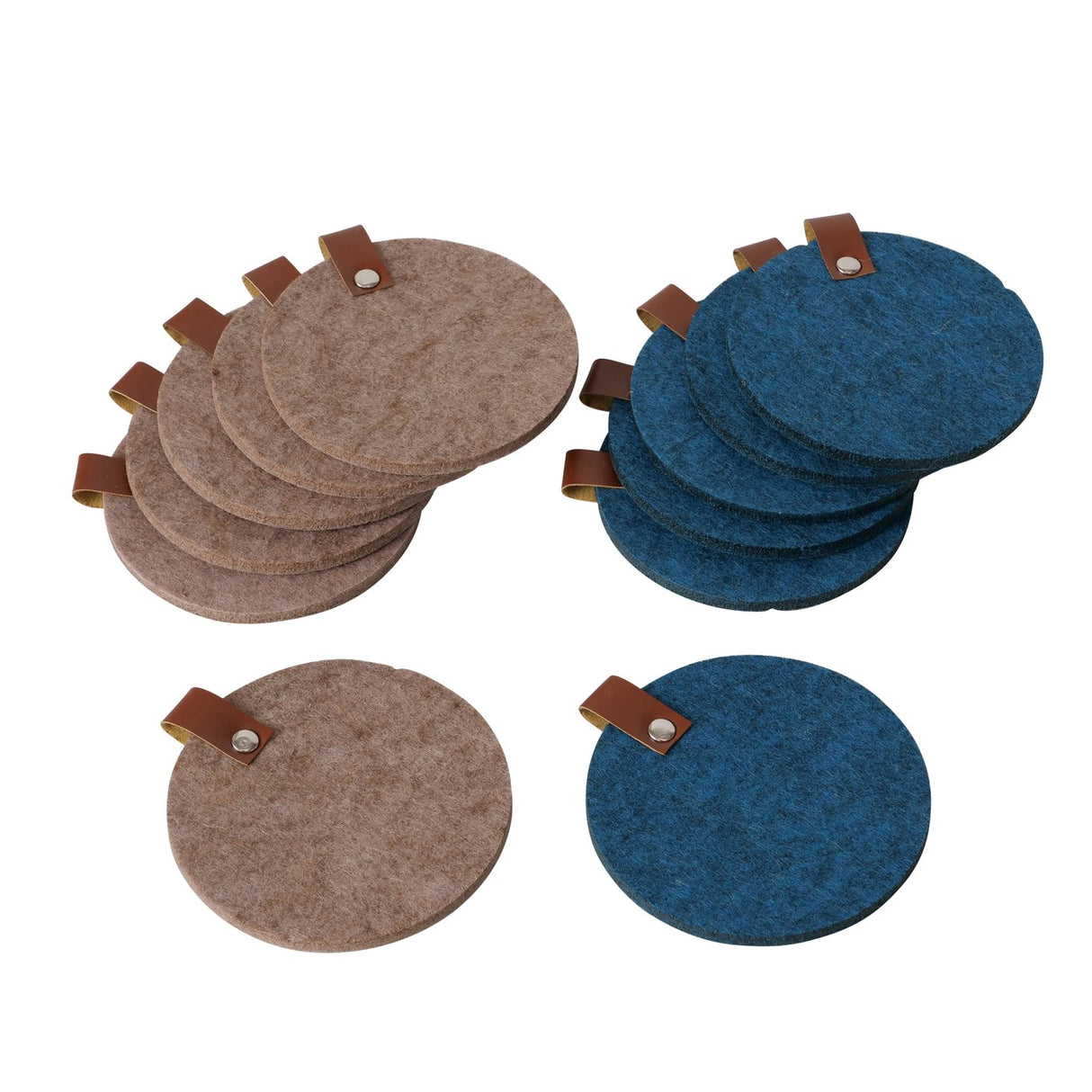 Boltze home coaster filt med læder 6 stk d10cm