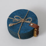 Boltze home coaster filt med læder 6 stk d10cm