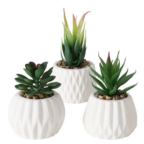 Boltze home kunstplant vetplant in stenen pot wit h15cm b7cm