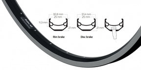 Ryde fælg andra 40 24 tommer (507) sort bremsekant 32 huller 14g