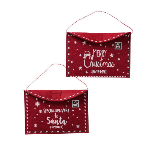 Boltze home Julemanden ønskeliste kuvert Claus filt 15x21cm rød