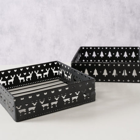 Boltze home servietholder sort metal med juledekor
