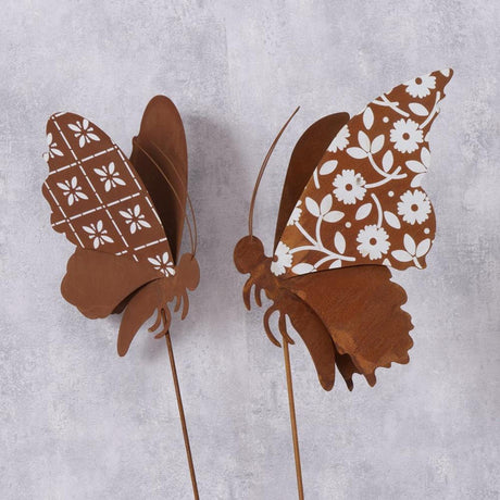 Boltze hjemmehavestik sommerfugl 'lilly' 21x30x125cm metal rustbrun håndlavet