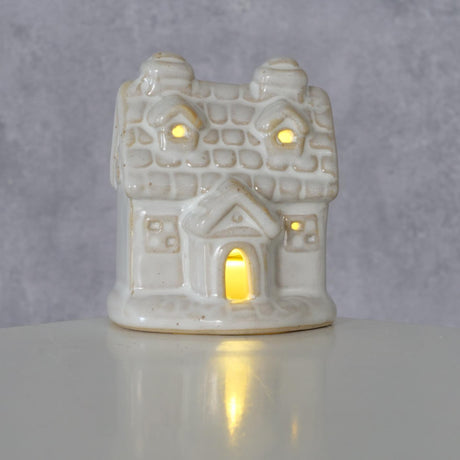 Boltze home deco hus Cristo sten med LED h7cm hvid (inkl. 3x LR44 batteri)