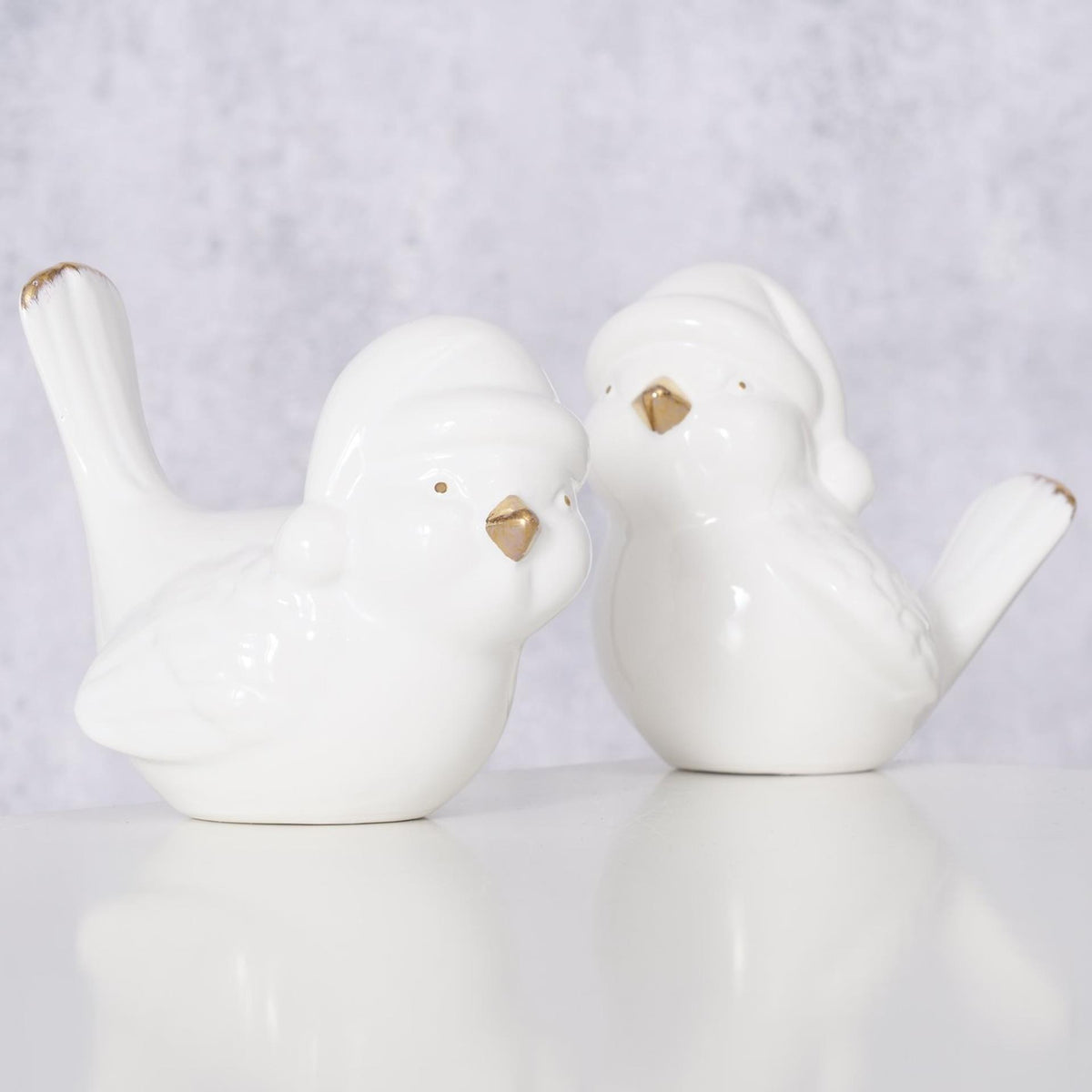 Boltze home bird ville dolomit h9cm hvidguld med nissehue