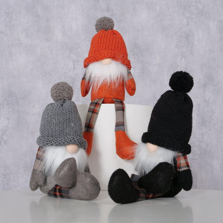 Boltze hjem dinglende ben gnome karo h30cm tekstil grå sort brun