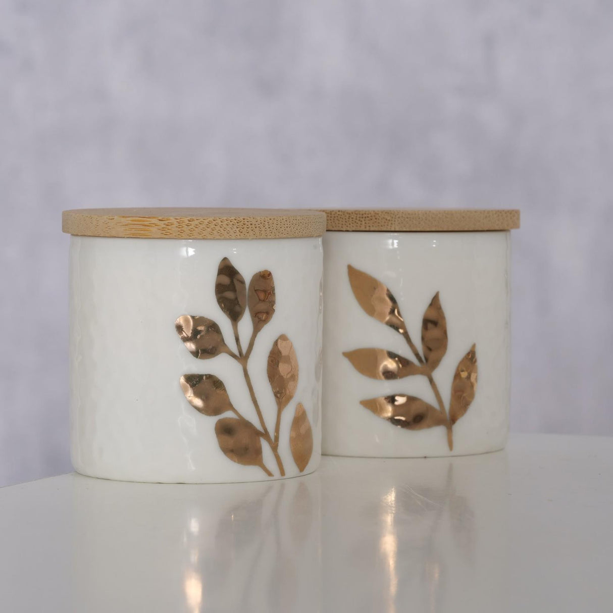Boltze hjemmeopbevaringskrukke brantia porcelæn bambus dia.5x5cm