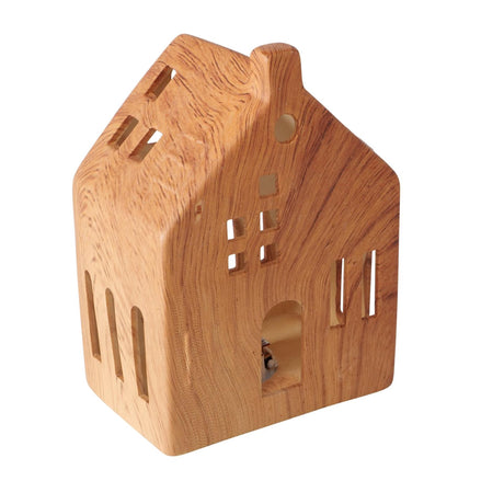 Boltze home deco house hygga porcelæn med LED h14cm (ekskl. 3x LR44 batteri)