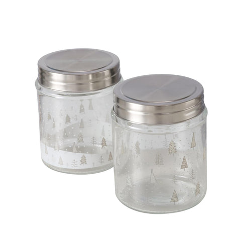 Boltze home glas opbevaringskrukke med juletræer 625 ml