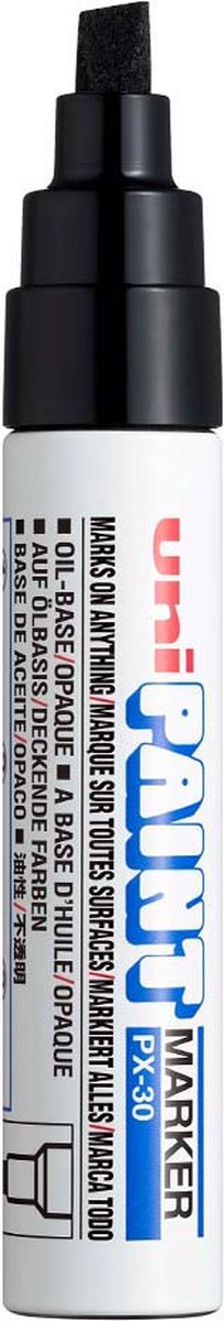 Posca uni paint px-30 sort malertusch - 4 - 8,5 mm mejselspids - oliebaseret malertusch, velegnet til mange overflader som f.eks.; glas, papir, keramik, plast eller metal